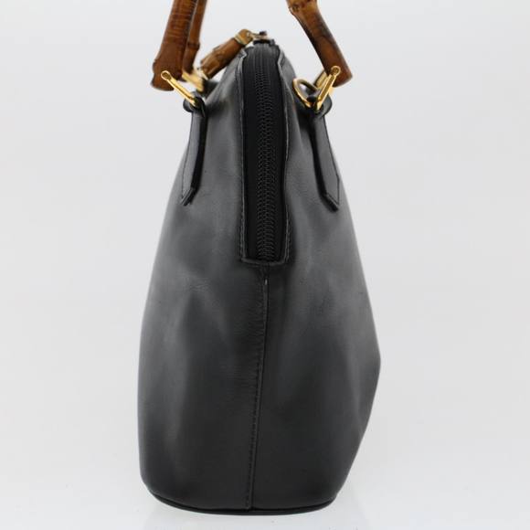 GUCCI Bamboo Hand Bag Leather 2way Black Auth 45974 - Picture 4 of 16